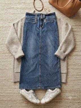 Y2K Zoey Beth Long Stretch Denim Skirt